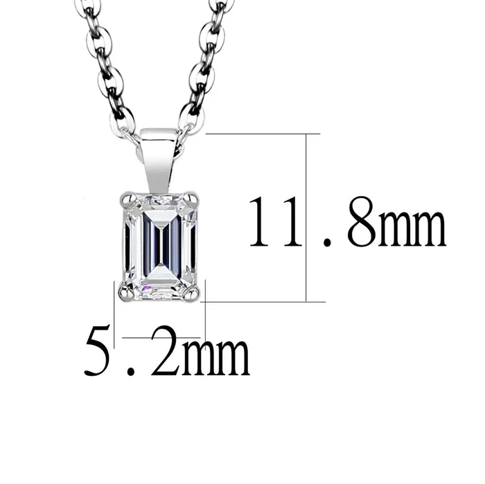 Necklaces Alamode LO4127 Rhodium Brass Chain Pendant with AAA Grade CZ in Clear