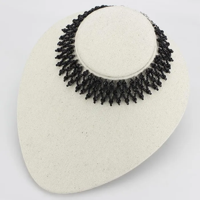 Necklaces Alamode LO4715 Rhodium Brass Necklace with Synthetic Synthetic Glass in Jet
