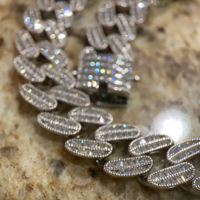 Necklaces AMERICAN TIME Mens 925 Sterling Silver Iced Cuban Chain 15 mm Thick 1824 Necklace Necklaces AMERICAN TIME Mens 925 Sterling Silver Iced Cuban Chain 15 mm Thick 1824 Necklace