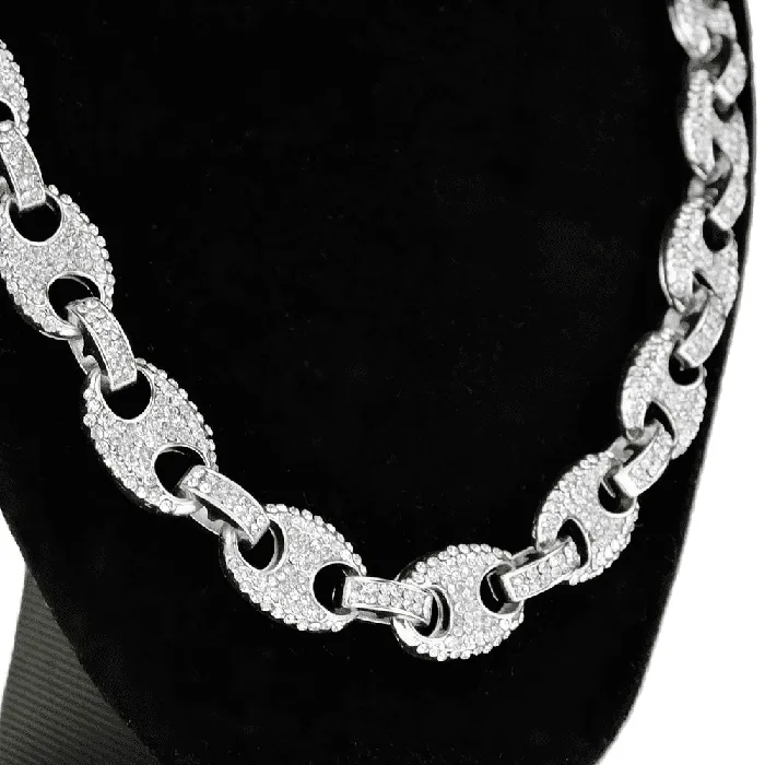 Necklaces Bling Cartel Admin Silver Tone Mariner Links Iced Chain Flooded Out Necklace 12MM 16 Necklaces Bling Cartel Admin Silver Tone Mariner Links Iced Chain Flooded Out Necklace 12MM 16
