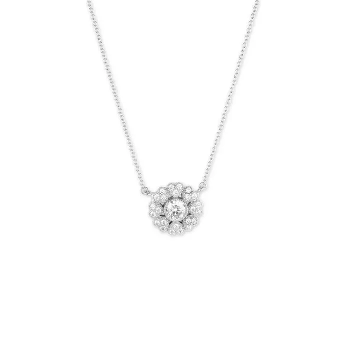 Necklaces Classic Sterling Silver Micro Pave Heart Flower Necklace