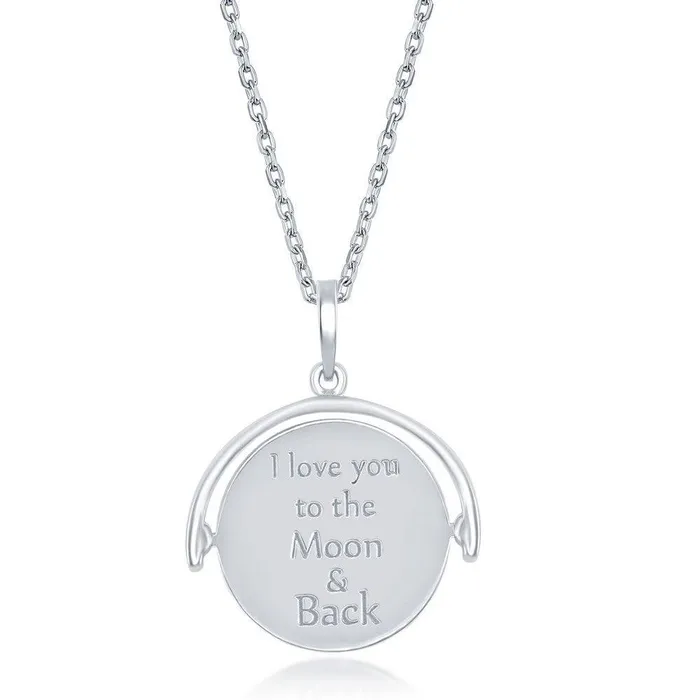 Necklaces Classic Sterling Silver Moon and Stars Spinning Necklace