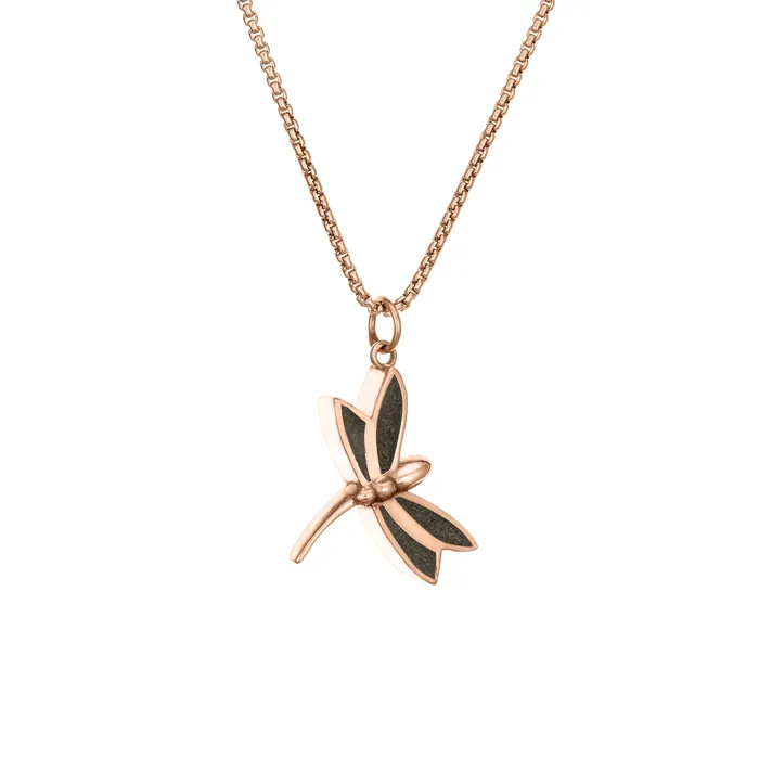 Necklaces closebymejewelry Dragonfly Cremation Necklace in 14K Rose Gold