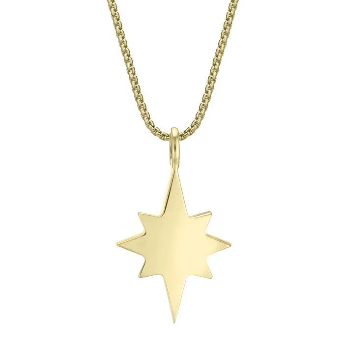 Necklaces closebymejewelry North Star Cremation Necklace in 14K Yellow Gold with Diamonds
