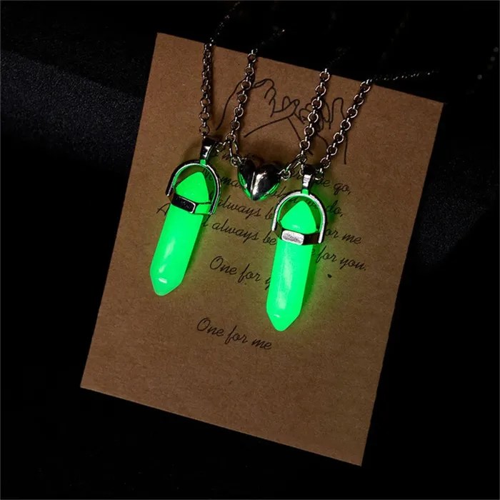 Necklaces Couple Magnetic HeartShaped Luminous Hexagonal Pendant VVS Jewelry
