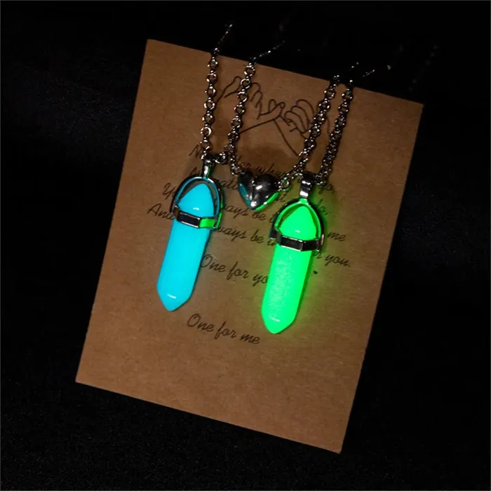 Necklaces Couple Magnetic HeartShaped Luminous Hexagonal Pendant VVS Jewelry