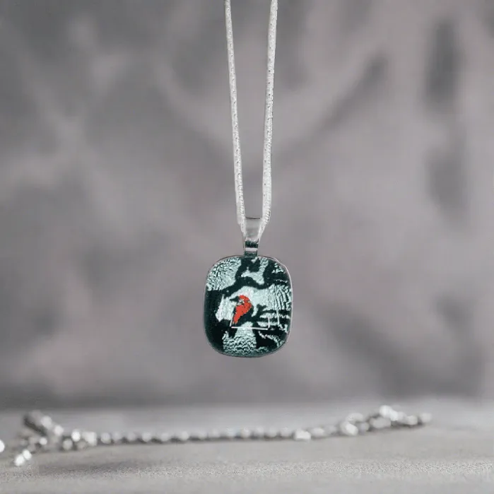 Necklaces Iridescent Cardinal Pendant Necklace Glimmer Glass Gifts