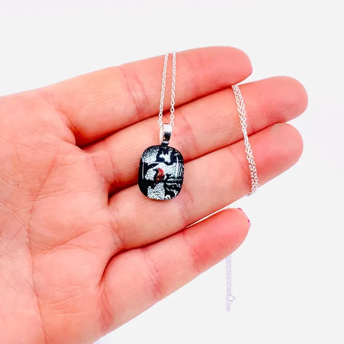 Necklaces Iridescent Cardinal Pendant Necklace Glimmer Glass Gifts