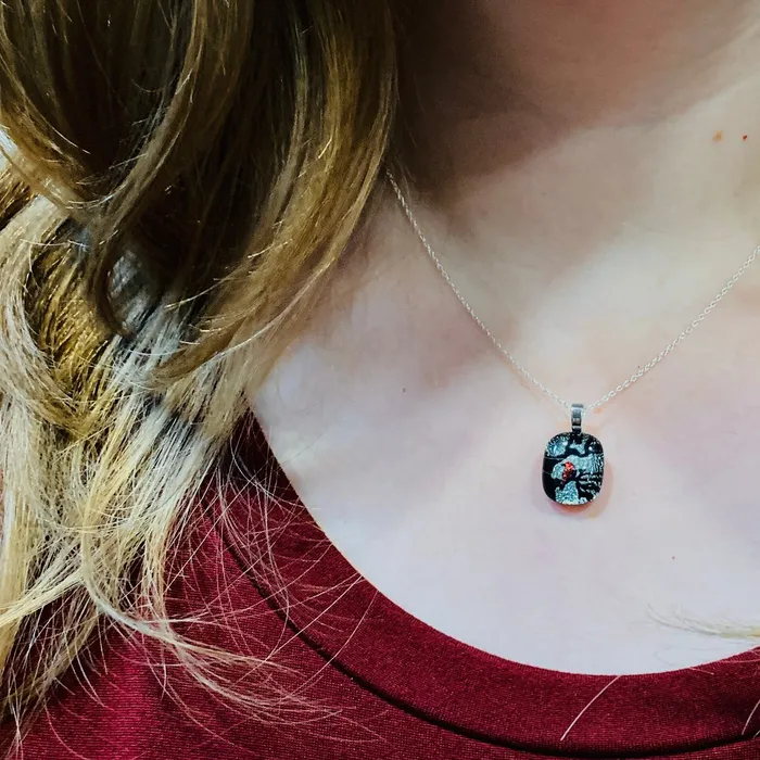 Necklaces Iridescent Cardinal Pendant Necklace Glimmer Glass Gifts