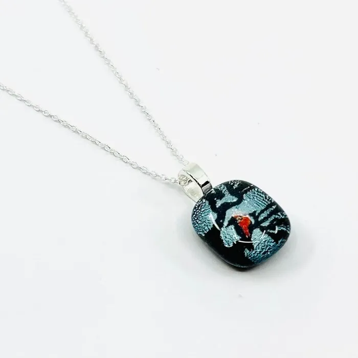 Necklaces Iridescent Cardinal Pendant Necklace Glimmer Glass Gifts