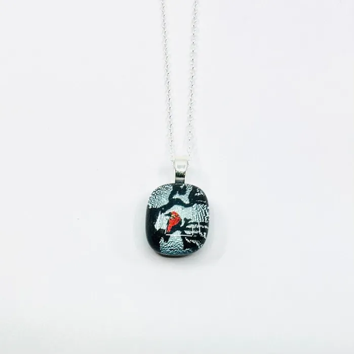 Necklaces Iridescent Cardinal Pendant Necklace Glimmer Glass Gifts