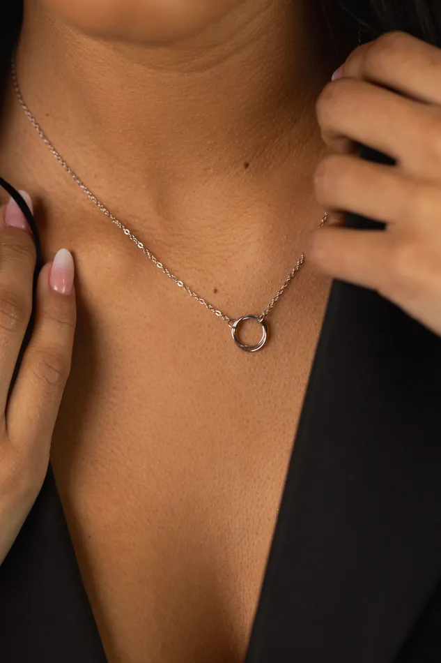 Necklaces Kty Double Ring Necklace Silver