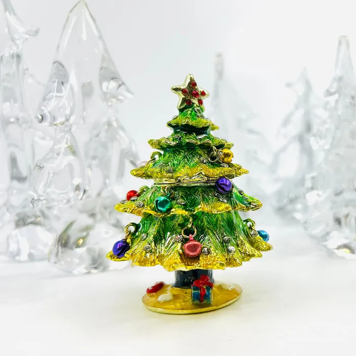 Necklaces Kubla Craft Bejeweled Enamel Trinket Box 21 Christmas Tree