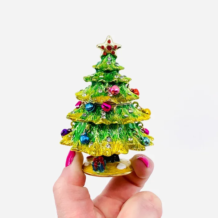 Necklaces Kubla Craft Bejeweled Enamel Trinket Box 21 Christmas Tree