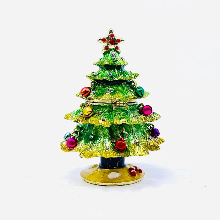 Necklaces Kubla Craft Bejeweled Enamel Trinket Box 21 Christmas Tree