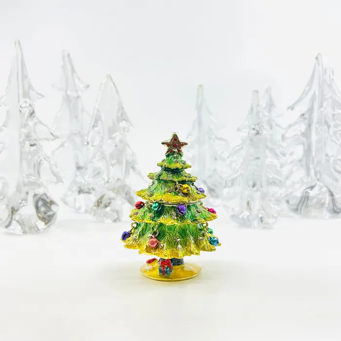Necklaces Kubla Craft Bejeweled Enamel Trinket Box 21 Christmas Tree