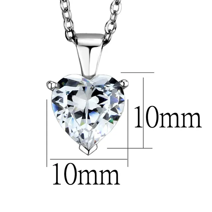 Necklaces LOS889 Rhodium 925 Sterling Silver Chain Pendant with AAA Grade CZ in Clear Alamode