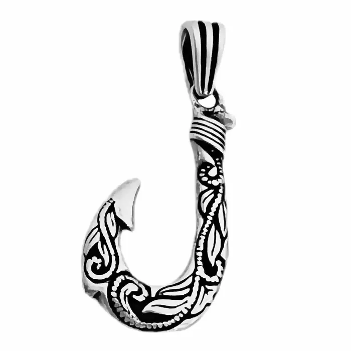 Necklaces Real 925 Sterling Silver Hawaiian Fish Hook Tribal Makau Pendant Bling Cartel Necklaces Real 925 Sterling Silver Hawaiian Fish Hook Tribal Makau Pendant Bling Cartel