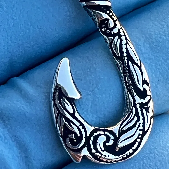 Necklaces Real 925 Sterling Silver Hawaiian Fish Hook Tribal Makau Pendant Bling Cartel Necklaces Real 925 Sterling Silver Hawaiian Fish Hook Tribal Makau Pendant Bling Cartel