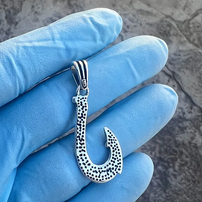 Necklaces Real 925 Sterling Silver Hawaiian Fish Hook Tribal Makau Pendant Bling Cartel Necklaces Real 925 Sterling Silver Hawaiian Fish Hook Tribal Makau Pendant Bling Cartel