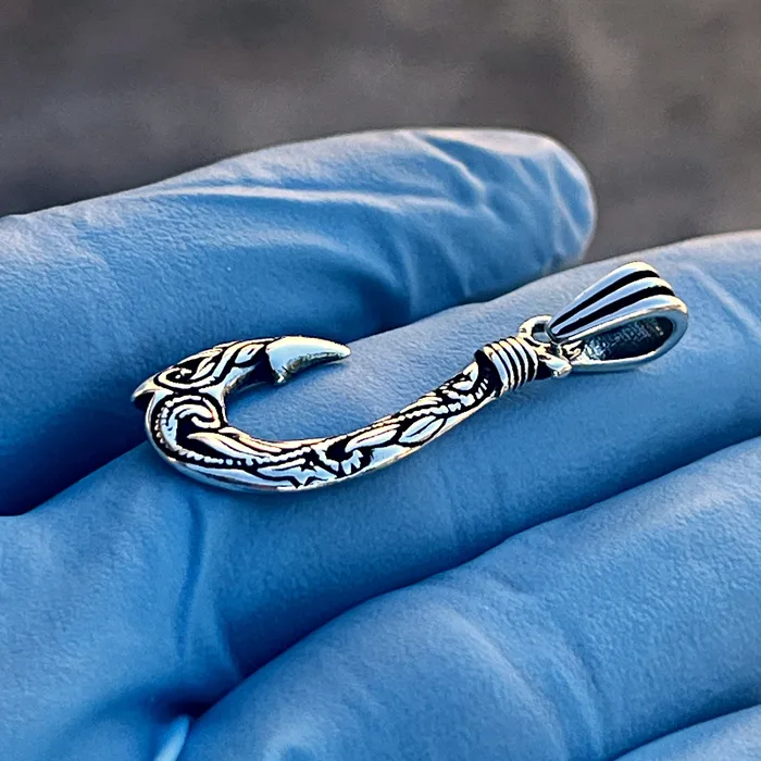Necklaces Real 925 Sterling Silver Hawaiian Fish Hook Tribal Makau Pendant Bling Cartel Necklaces Real 925 Sterling Silver Hawaiian Fish Hook Tribal Makau Pendant Bling Cartel