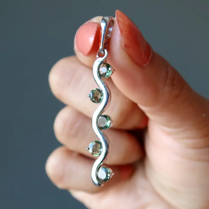 Necklaces Satin Crystals Moldavite Pendant Constellation Gems Sterling Silver