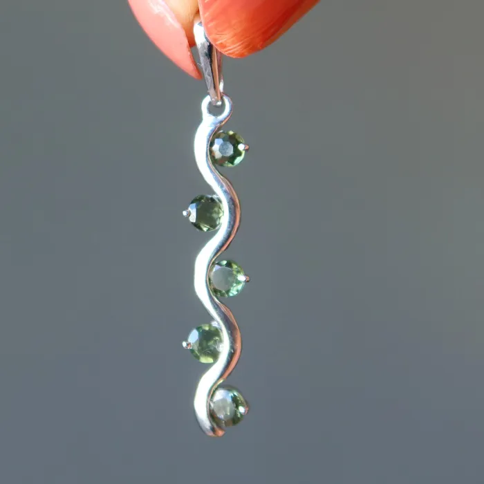 Necklaces Satin Crystals Moldavite Pendant Constellation Gems Sterling Silver
