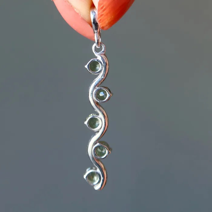 Necklaces Satin Crystals Moldavite Pendant Constellation Gems Sterling Silver