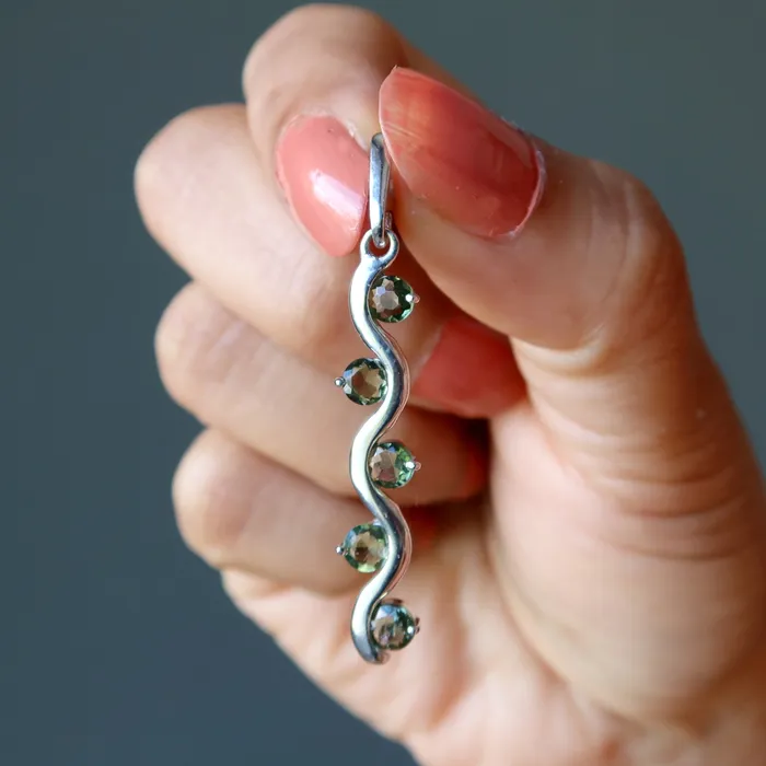 Necklaces Satin Crystals Moldavite Pendant Constellation Gems Sterling Silver