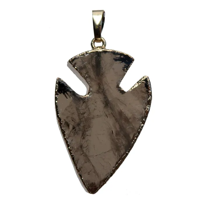 Necklaces Satin Crystals Smoky Quartz Pendant Arrowhead Aim for Gold