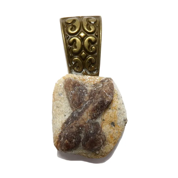 Necklaces Satin Crystals Staurolite Pendant Cross of Realms Antiqued Gold