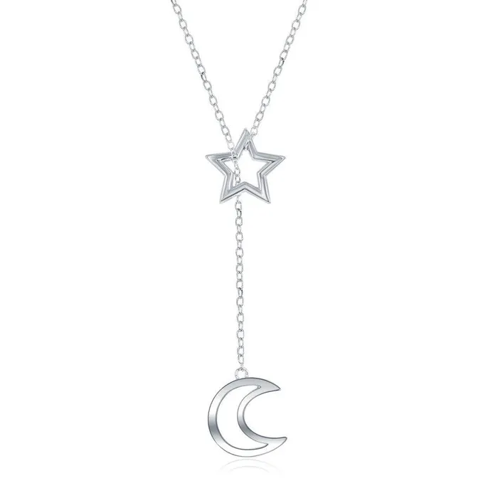Necklaces Sterling Silver Hanging Crescent Moon Necklace Classic