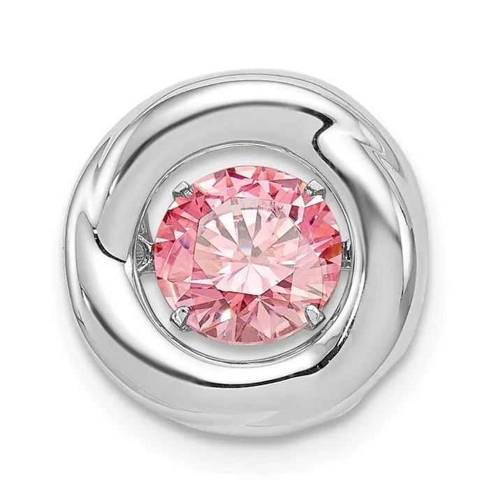 Necklaces Sterling Silver Platinumplated Polished Vibrant Pink CZ Circle Pendant Jewelry Necklaces Sterling Silver Platinumplated Polished Vibrant Pink CZ Circle Pendant Jewelry