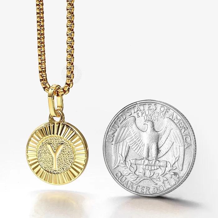 Necklaces VVS Jewelry Circle Gold Initial Pendant Chain