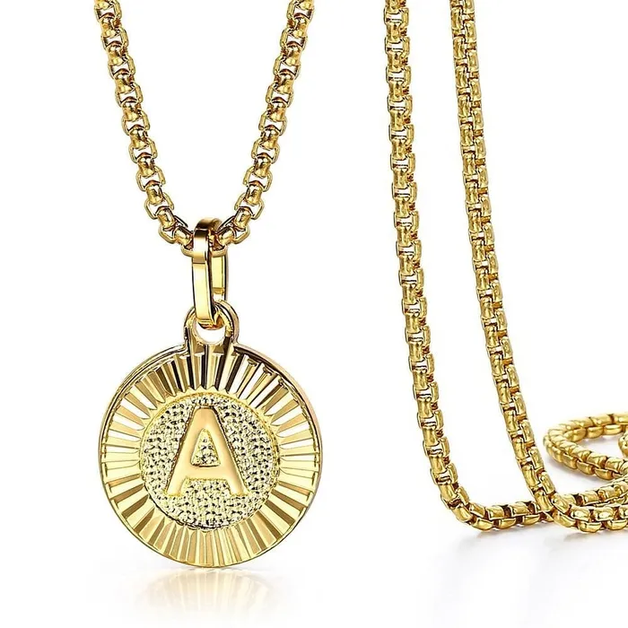 Necklaces VVS Jewelry Circle Gold Initial Pendant Chain
