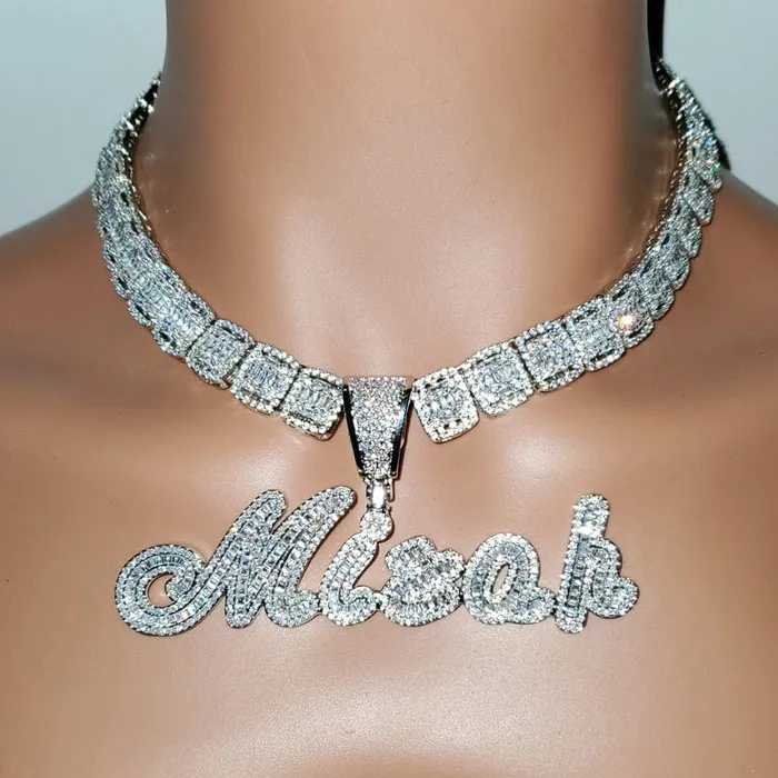 Necklaces VVS Jewelry Custom Brush Cursive Iced Out Name Necklace