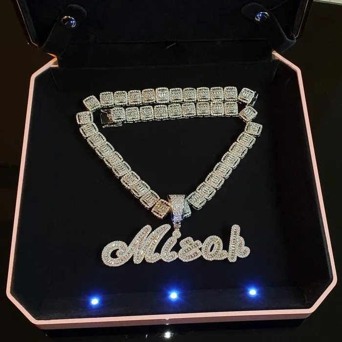 Necklaces VVS Jewelry Custom Brush Cursive Iced Out Name Necklace