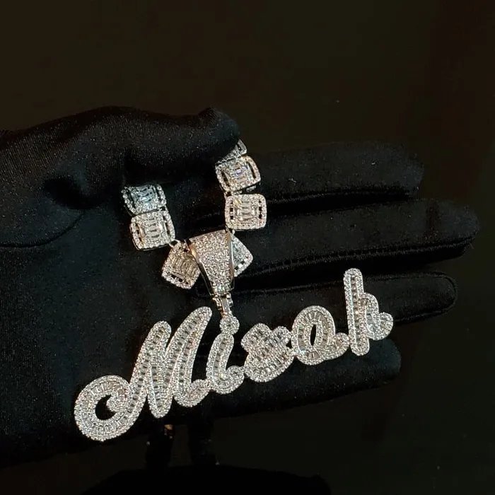 Necklaces VVS Jewelry Custom Brush Cursive Iced Out Name Necklace