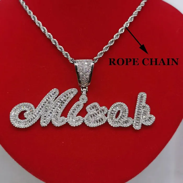 Necklaces VVS Jewelry Custom Brush Cursive Iced Out Name Necklace
