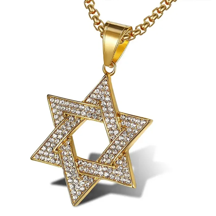 Necklaces VVS Jewelry Double Row Iced Out Jewish Star of David Necklace