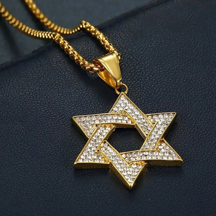 Necklaces VVS Jewelry Double Row Iced Out Jewish Star of David Necklace