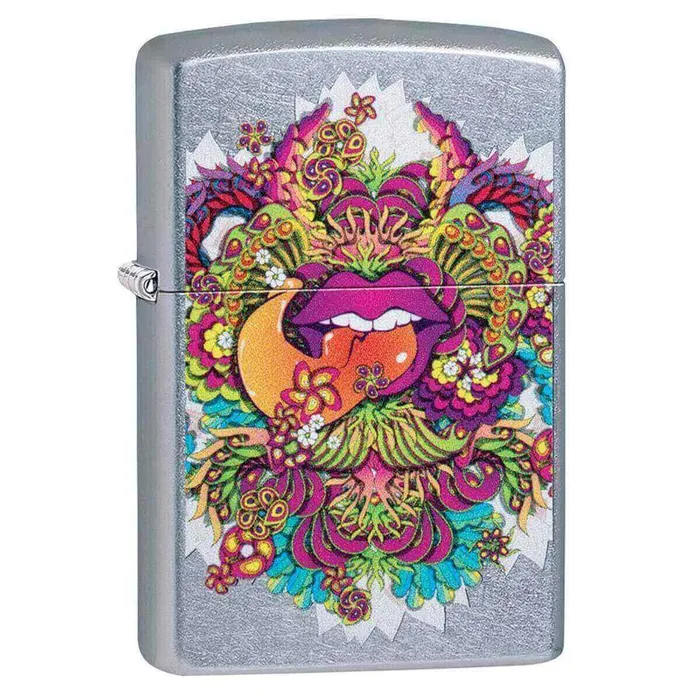 Necklaces Zippo Zippo Windproof Lighter Psychedelic Lip Design Street Chrome Finish 49110