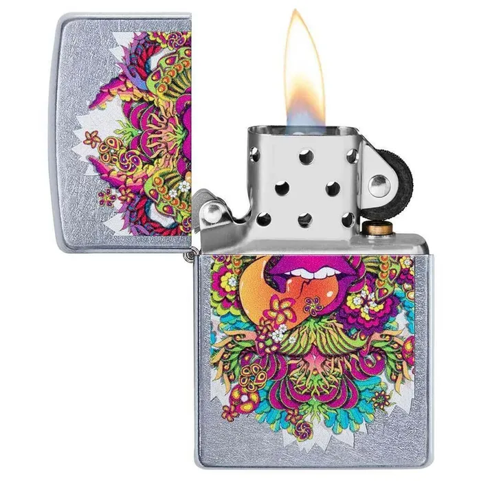 Necklaces Zippo Zippo Windproof Lighter Psychedelic Lip Design Street Chrome Finish 49110