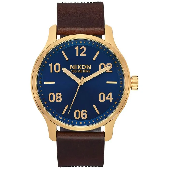NIXON Watches Nixon Mens Quartz Watch Patrol Rose Gold Case Brown Leather Strap A12433210 NIXON Watches Nixon Mens Quartz Watch Patrol Rose Gold Case Brown Leather Strap A12433210