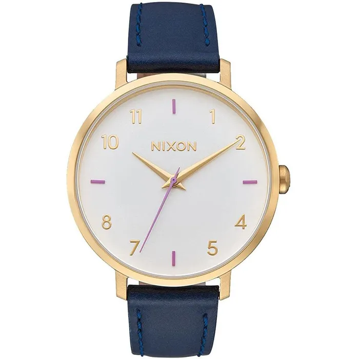 Nixon Womens Quartz Watch Arrow White Dial Leather Strap YG Steel Case A1091151 NIXON Watches Nixon Womens Quartz Watch Arrow White Dial Leather Strap YG Steel Case A1091151 NIXON Watches