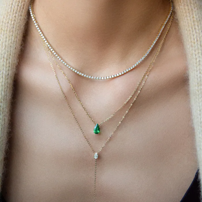 PEAR EMERALD NECKLACE anitako Necklaces