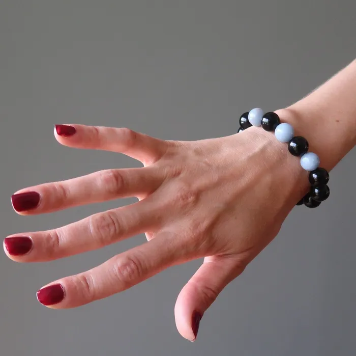 Rainbow Obsidian Bracelet Angelite Guardian Angel Satin Crystals Bracelets