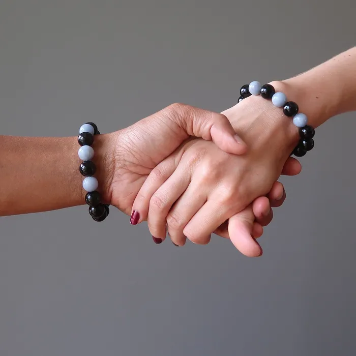 Rainbow Obsidian Bracelet Angelite Guardian Angel Satin Crystals Bracelets