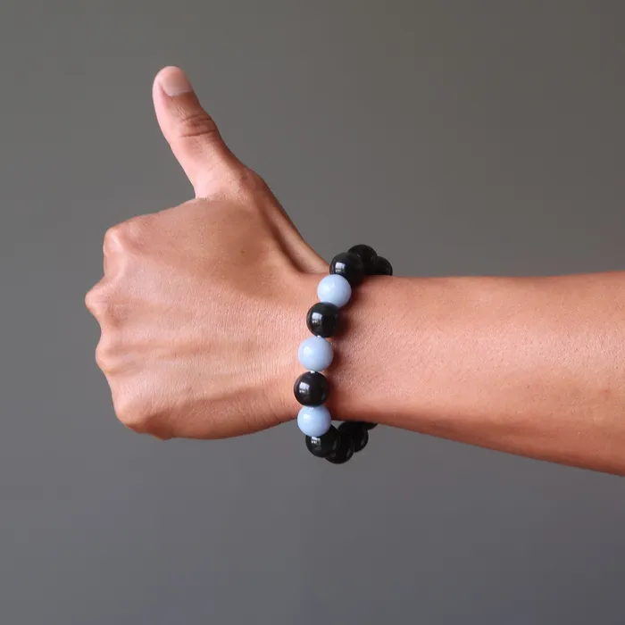 Rainbow Obsidian Bracelet Angelite Guardian Angel Satin Crystals Bracelets