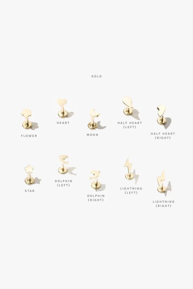 READYMADE Half Heart Threaded Flat Back Stud Right Earrings